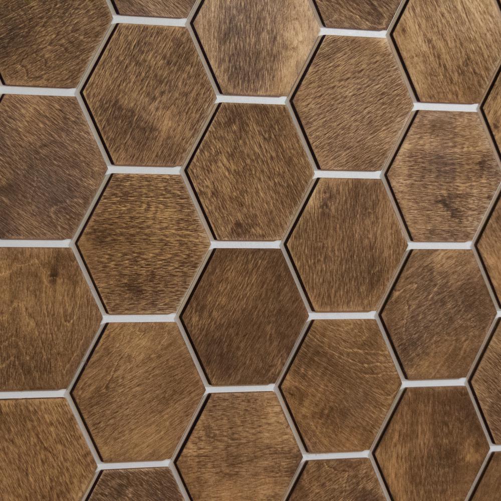 Панель деревянная на стену Соты 1 кв. м 36 шт. Береза темная (111726) - фото 2