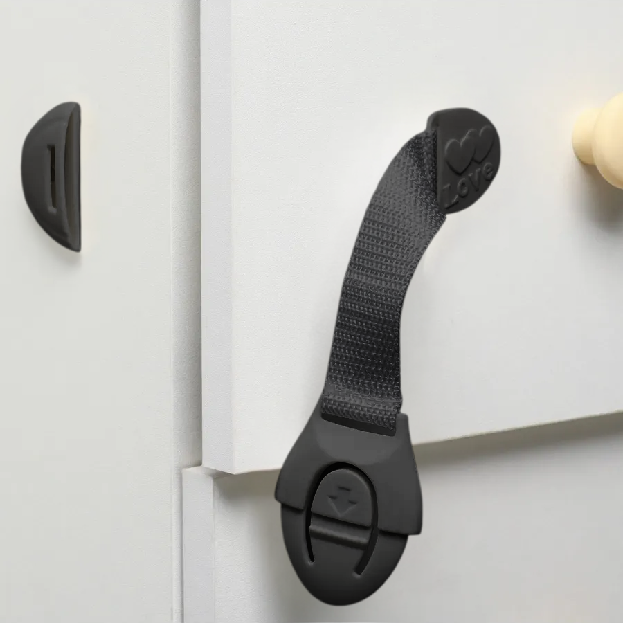 Набір захисних фіксаторів для дверцят і шухляд гнучкий комплект захисту в будинок 20 шт. Чорний (50011/20) - фото 2