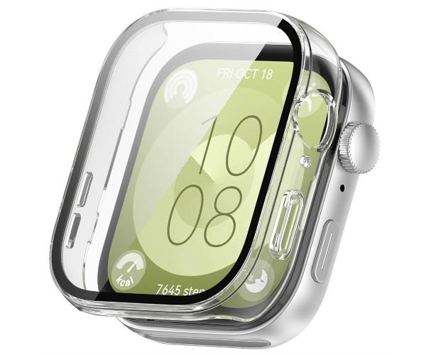 Чехол с защитным стеклом Protective Cover with Glass для Huawei Watch Fit 3 Прозрачный Чехол с защитным стеклом Protective Cover with Glass для Huawei Watch Fit 3 Прозрачный