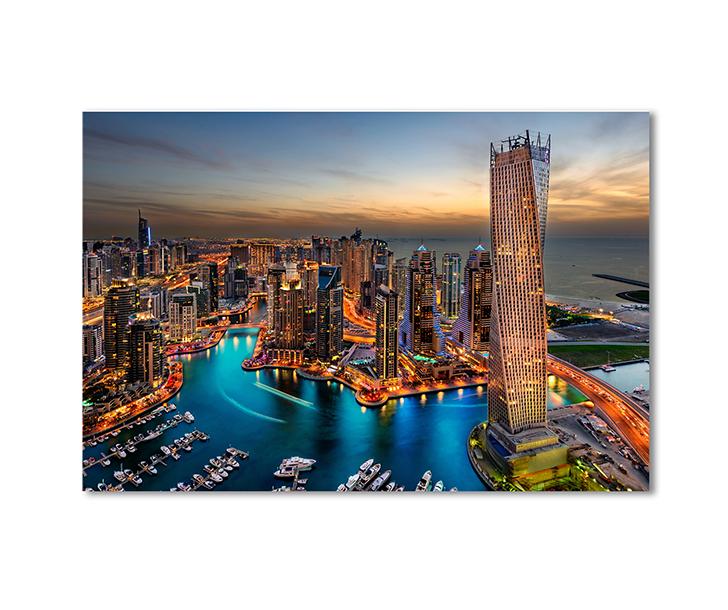 Картина модульная Вечерний Дубай на побережье Персидского залива 1 модуль 50x75 см