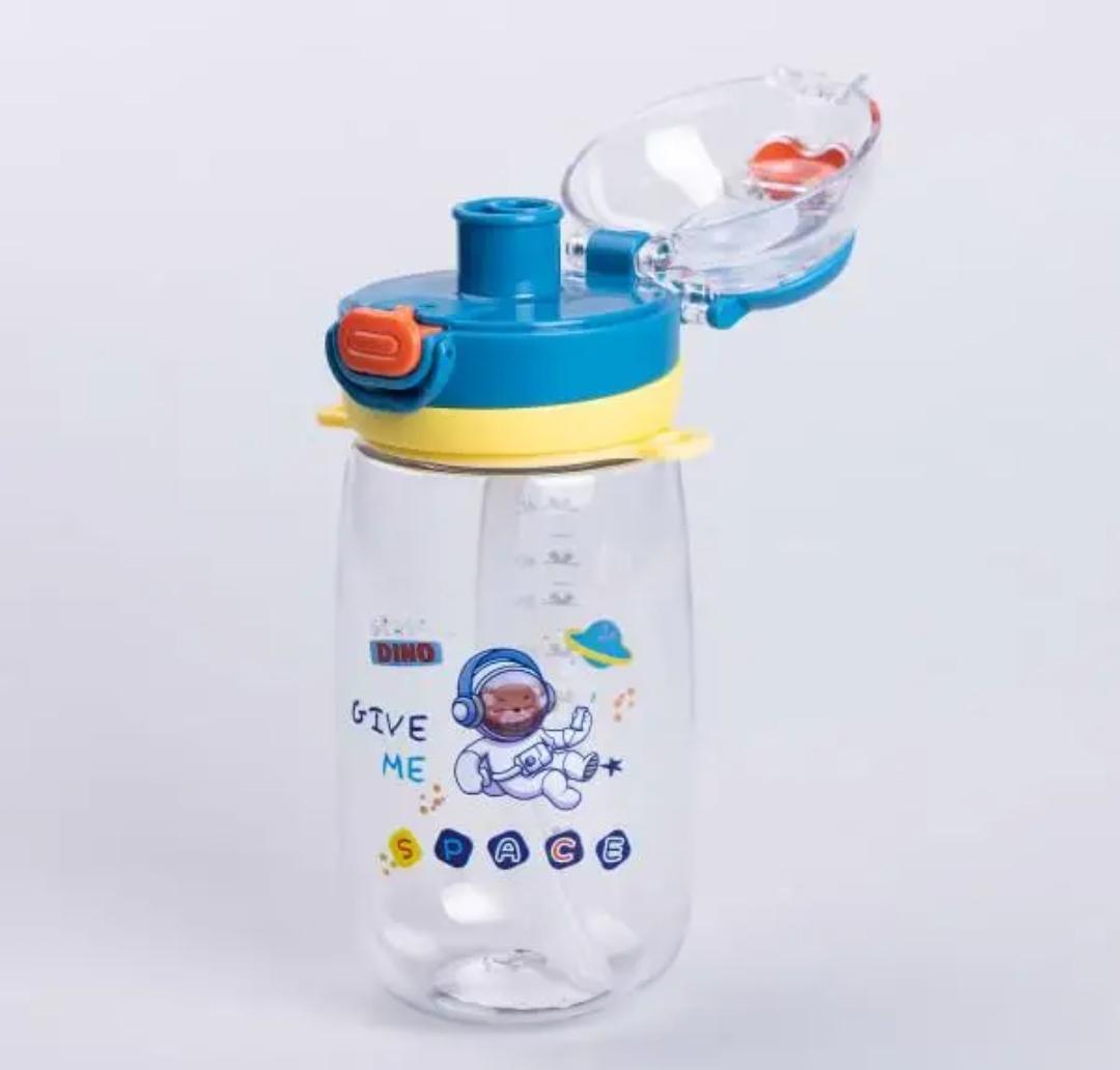 Детская бутылка для напитков с трубочкой и ремешком YIWU HP-14-45BL 550 мл Синий (HP-14-45BL)