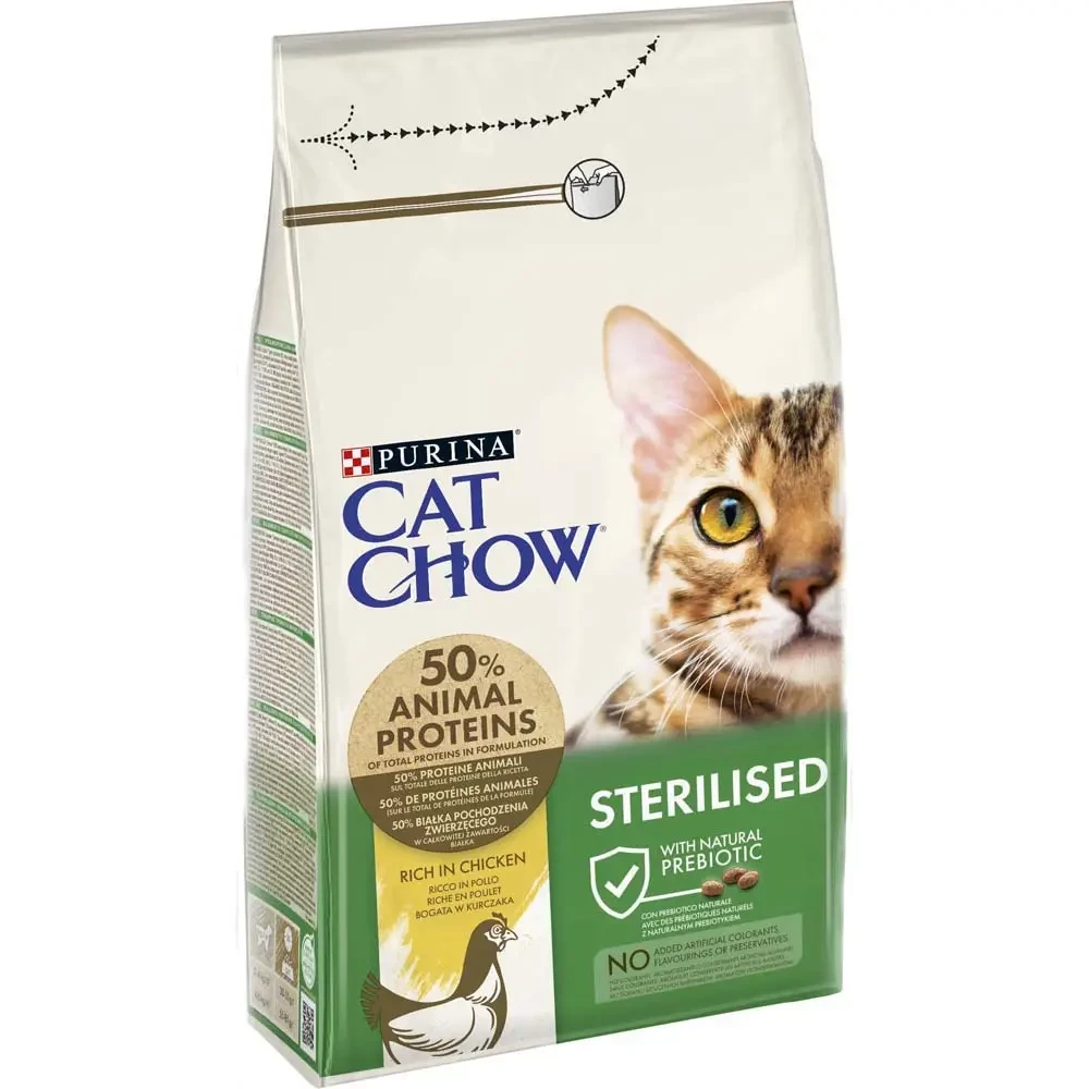 Сухий корм Cat Chow Sterilised для котів після стерилізації з куркою 1,5 кг (7613032233396)