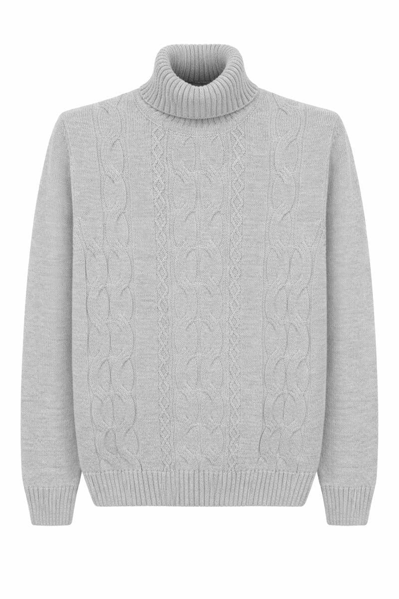 Светр чоловічий класичний з коміром-гольф XL Сірий (127419/31445065)