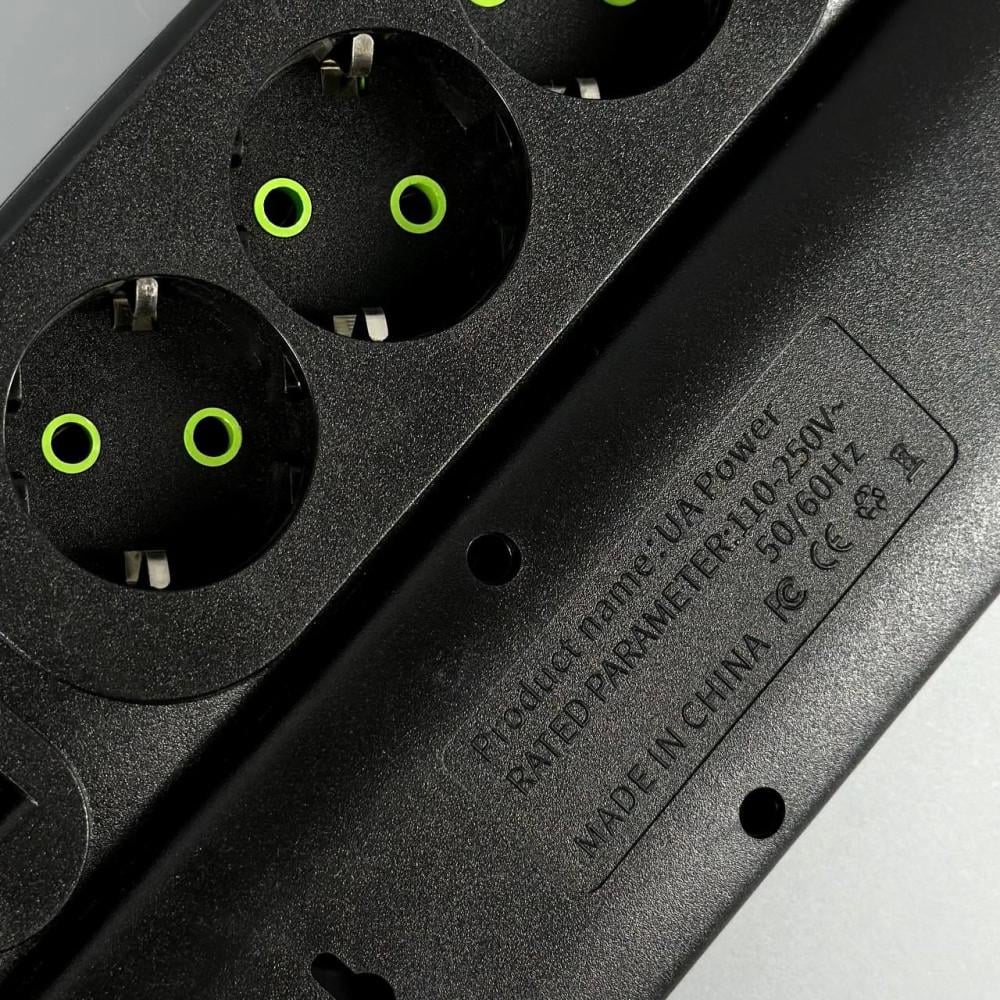 Удлинитель сетевой переноска 2м на 3 розетки з 3USB/Type-C UA Power F43U Черный (F23U 3r-3usb+Type-C-2m) - фото 7 Удлинитель сетевой переноска 2м на 3 розетки з 3USB/Type-C UA Power F43U Черный (F23U 3r-3usb+Type-C-2m) - фото 7