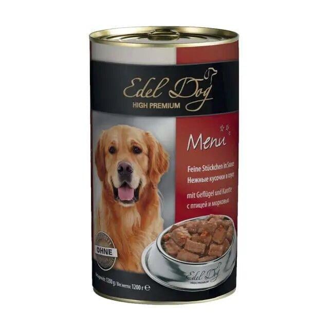 Корм влажный для собак Edel Dog с птицей и морковью в соусе 1200 г (1805406649)
