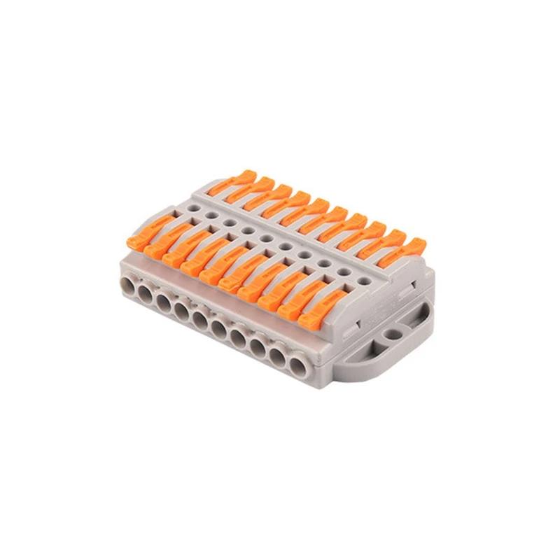 Клемма проходная Tactix 0,08-4 мм2 32А 10х1-10х1 одинарная 41,5х65,7х14,8 мм рычаг крепеж 3,1 мм Оранжевый (223-10P)