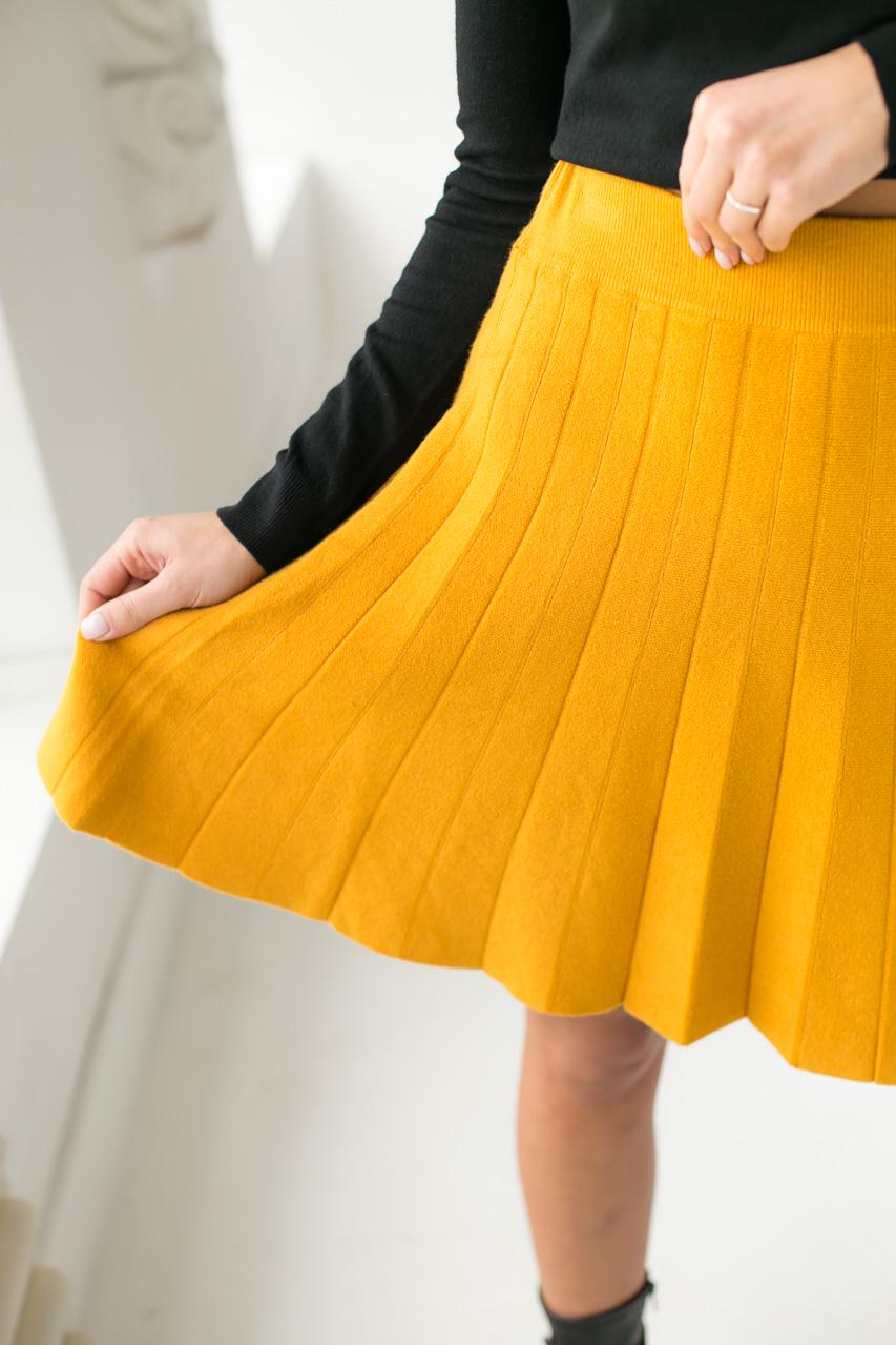Юбка клеш Ebelieve L/XL Горчичный (9505990) - фото 4