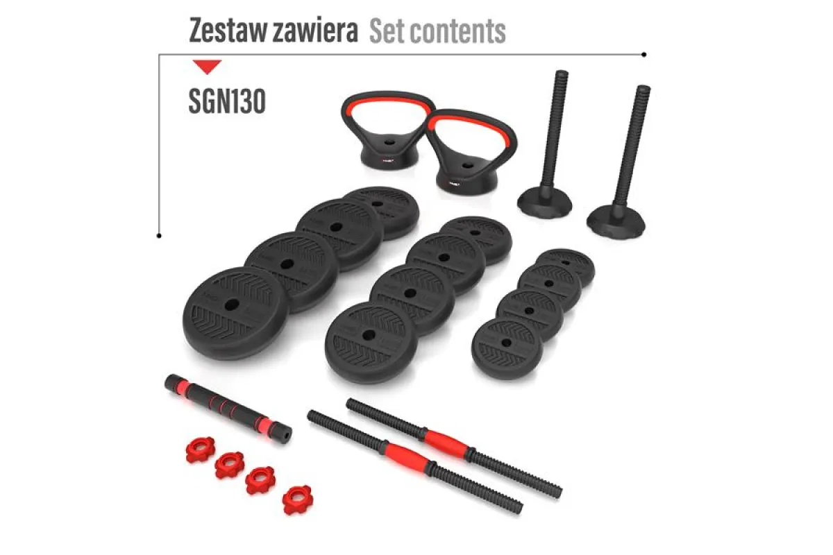 Гантелі розбірні HMS SGN130 PRO 6-в-1 зі штангою та гирями 30 кг (417038) - фото 8 Гантелі розбірні HMS SGN130 PRO 6-в-1 зі штангою та гирями 30 кг (417038) - фото 8