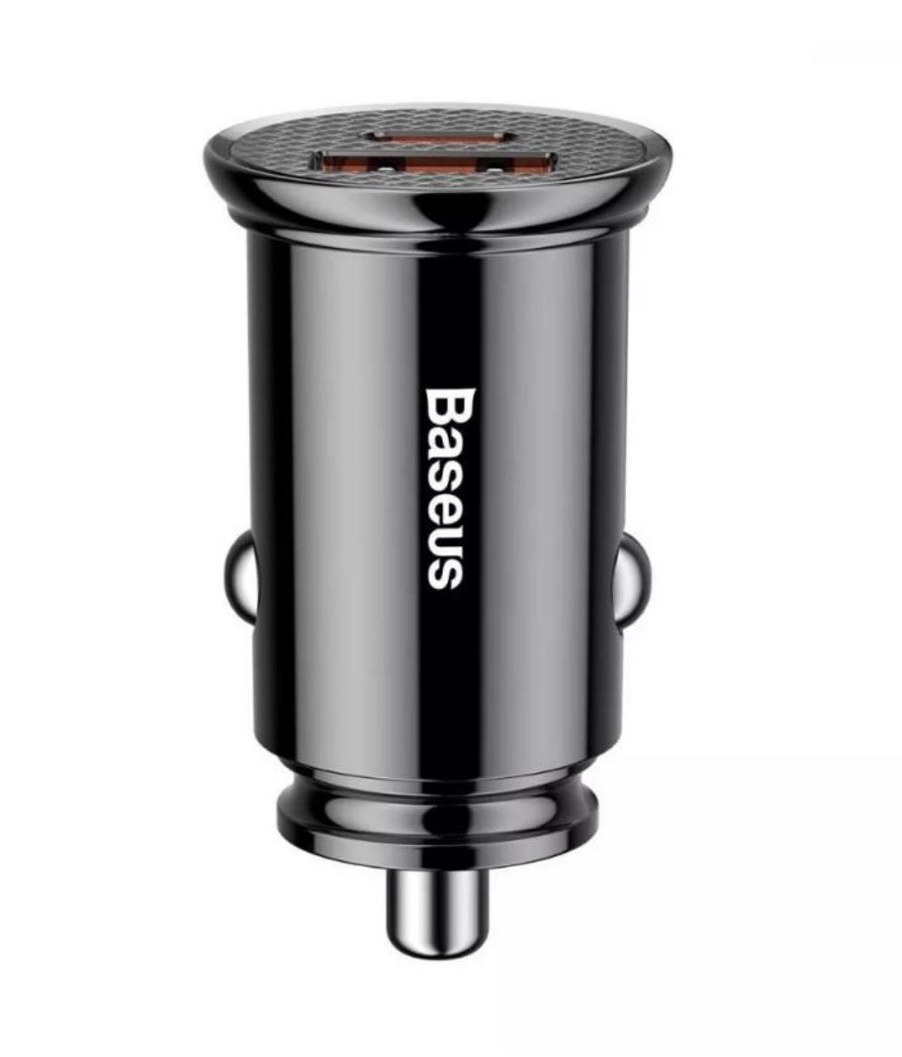 Зарядний пристрій автомобільний BASEUS Circular Plastic PD 3.0 QC 4.0 + 30W USB + Type-C Black (м00085)