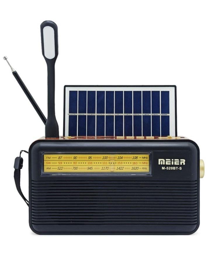 Радиоприемник Meier M 520 на аккумуляторе с солнечной панелью Черный (24403347)