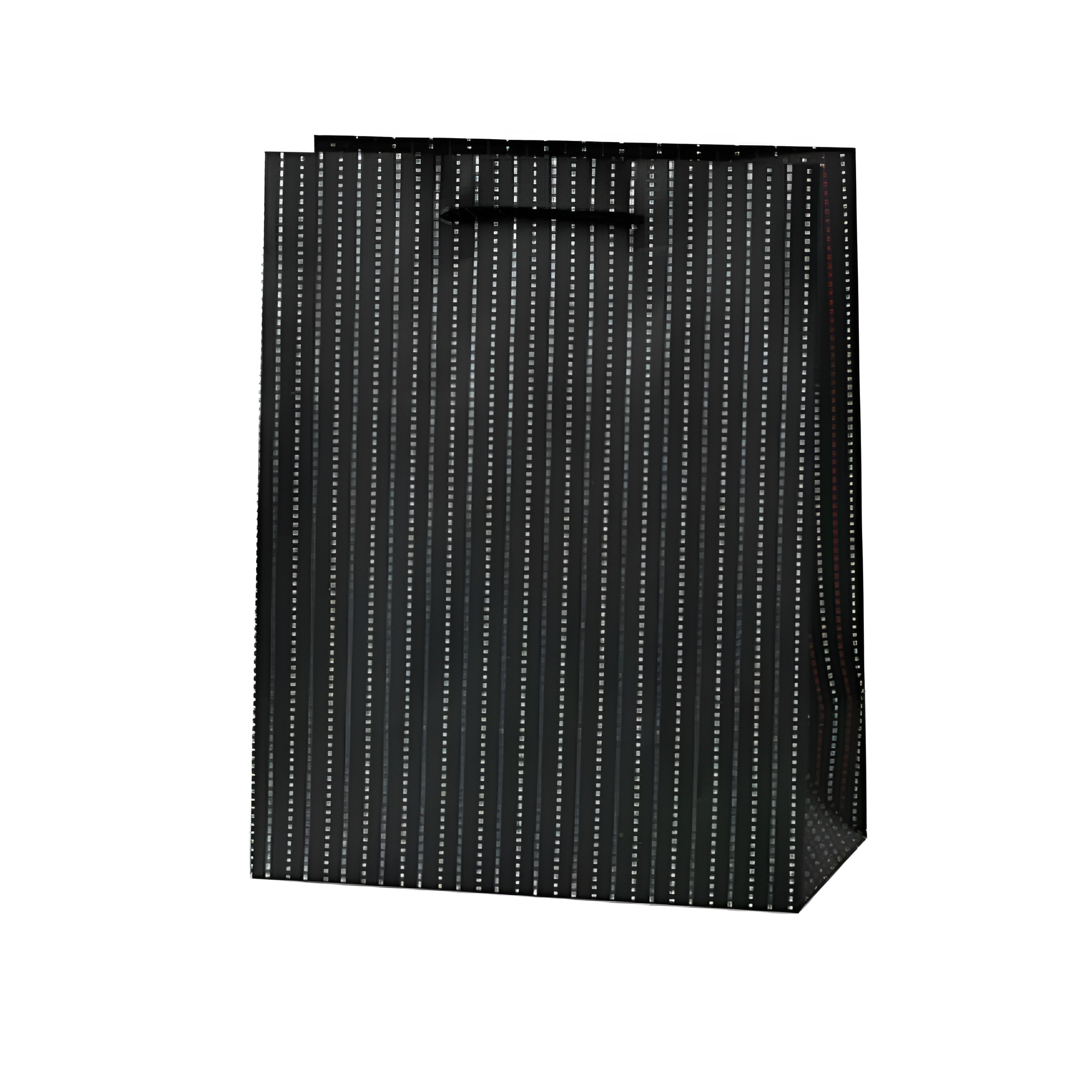 Подарунковий пакет з ручками Stenson Smooth 26х32х10 см принт в смужку Чорний (24869000)
