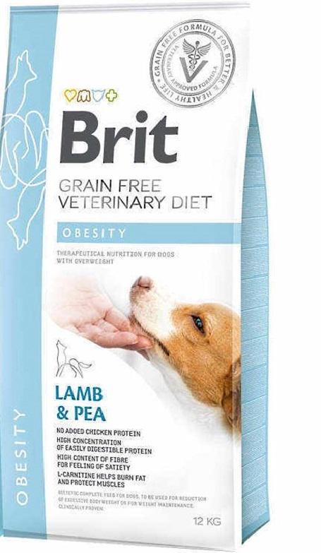 Корм для собак Brit GF Veterinary Diet Dog Obesity при избыточном весе с ягнятиной индейкой и горохом 12 кг