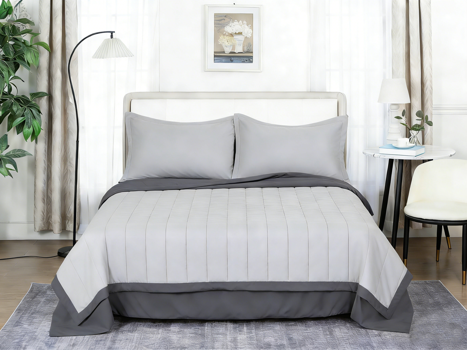 Комплект постільної білизни SOHO Євро 200х220 см з легкою ковдрою Light gray/Dark gray (UG-03-BT-7173-Gray)