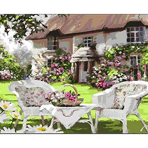 Алмазная мозаика Strateg Премиум Столик у дома 30x40 см (Str-GM86848)