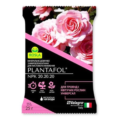 Удобрение минеральное Florium Plantafol NPK 20.20.20 комплексное для роз и цветущих растений 25 г (12565)