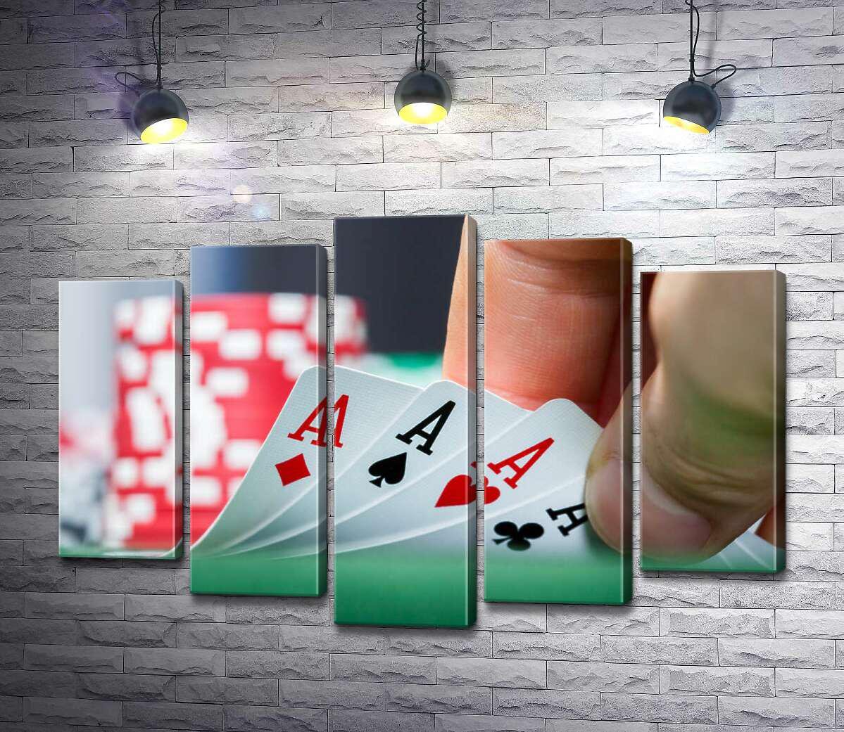 ᐉ Модульная картина ArtPoster Белые карты тузов в руке игрока 130x88 см ...