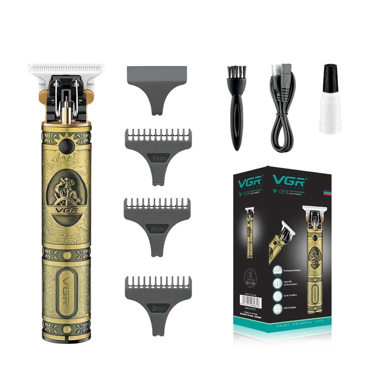 Машинка для стрижки волосся/бороди/вусів VGR V-085 з 3 насадками (ML-04451)