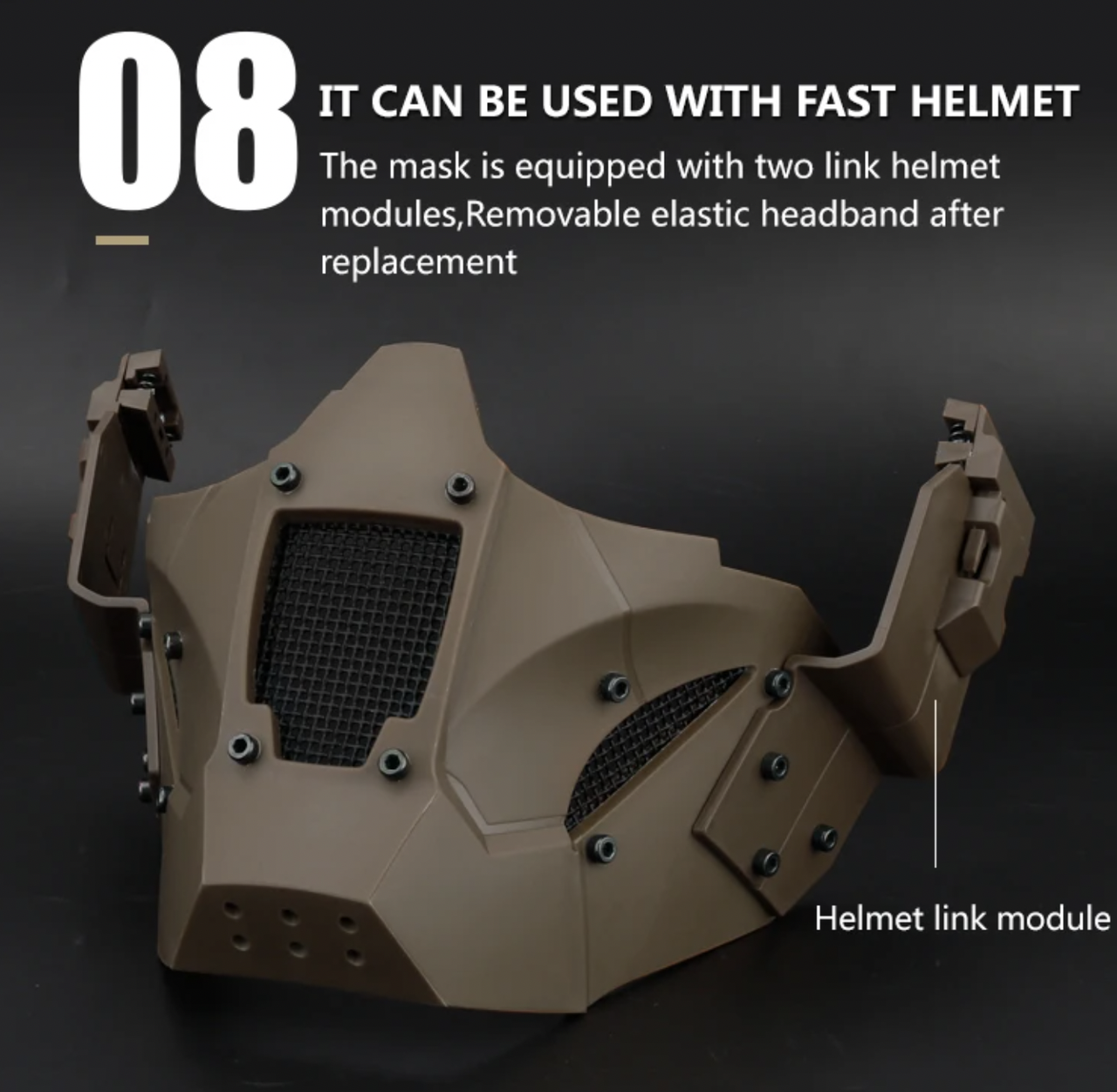 Маска Iron Warrior з кріпленням до шолома Airsoft Койот (MK001015) - фото 2