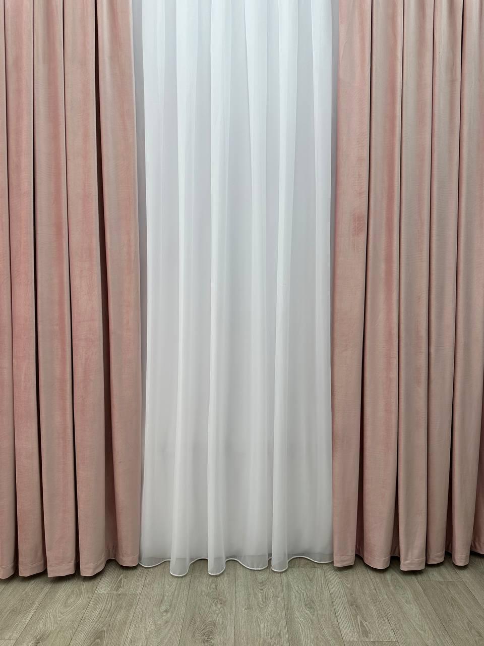 Штора велюрова на тасьмі 6 см 300x250 см Ніжно-рожевий (6319-N71-Т43) - фото 6