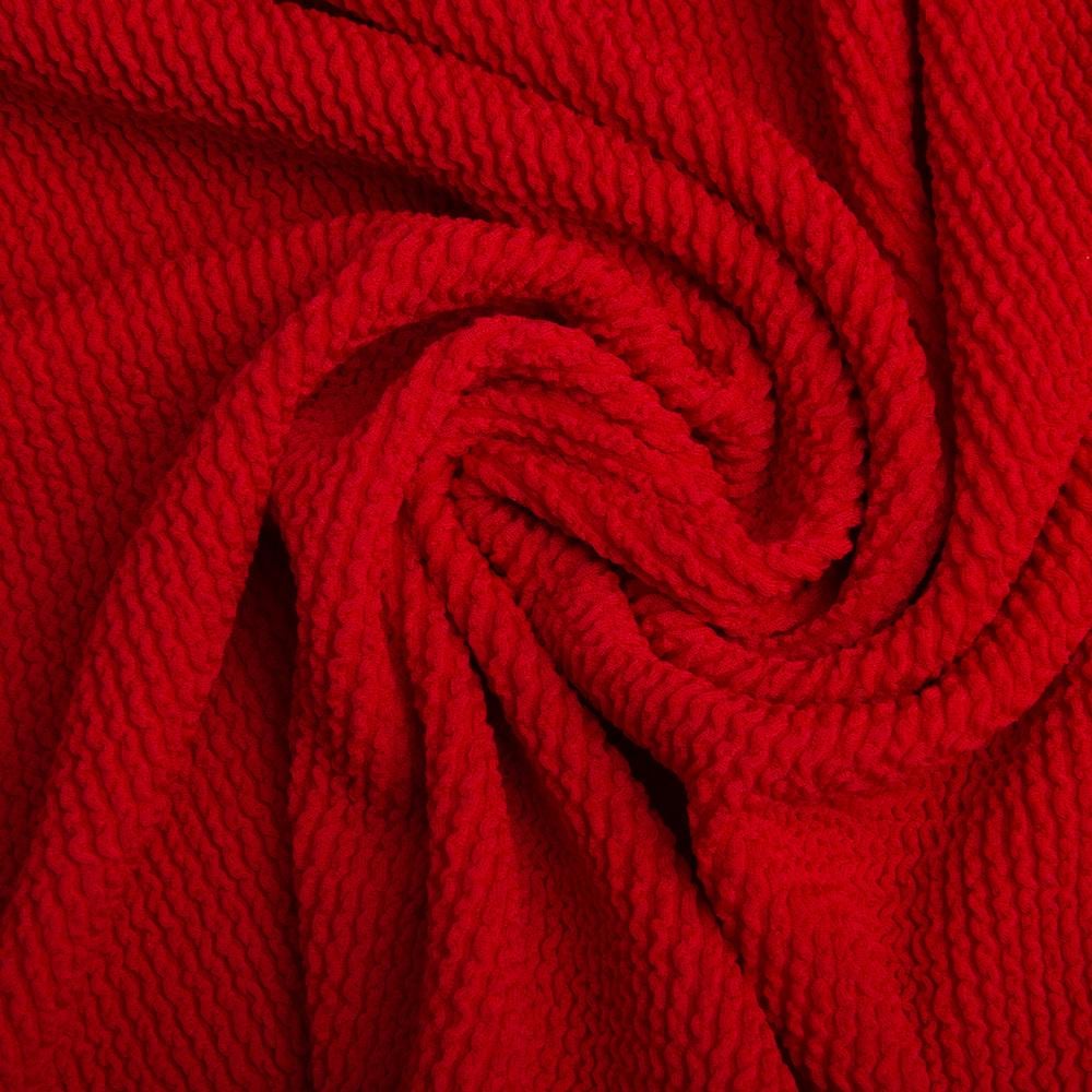 Ткань трикотаж Бифлекс фактурная гофрированная жатка Красный (19999)