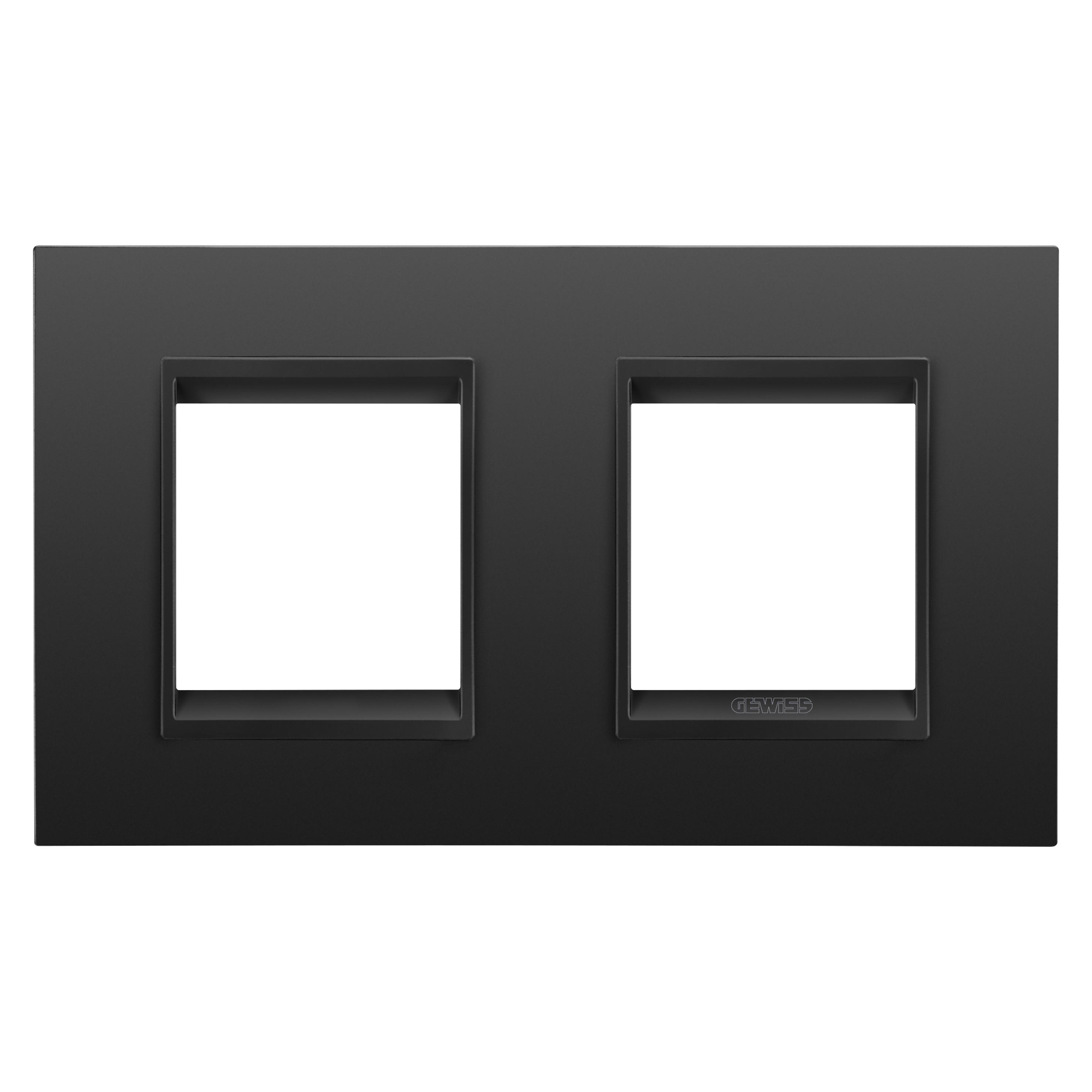 Рамка двухместная Gewiss Chorusmart LUX горизонтальная технополимер Черный сатиновый (GW16223XM)