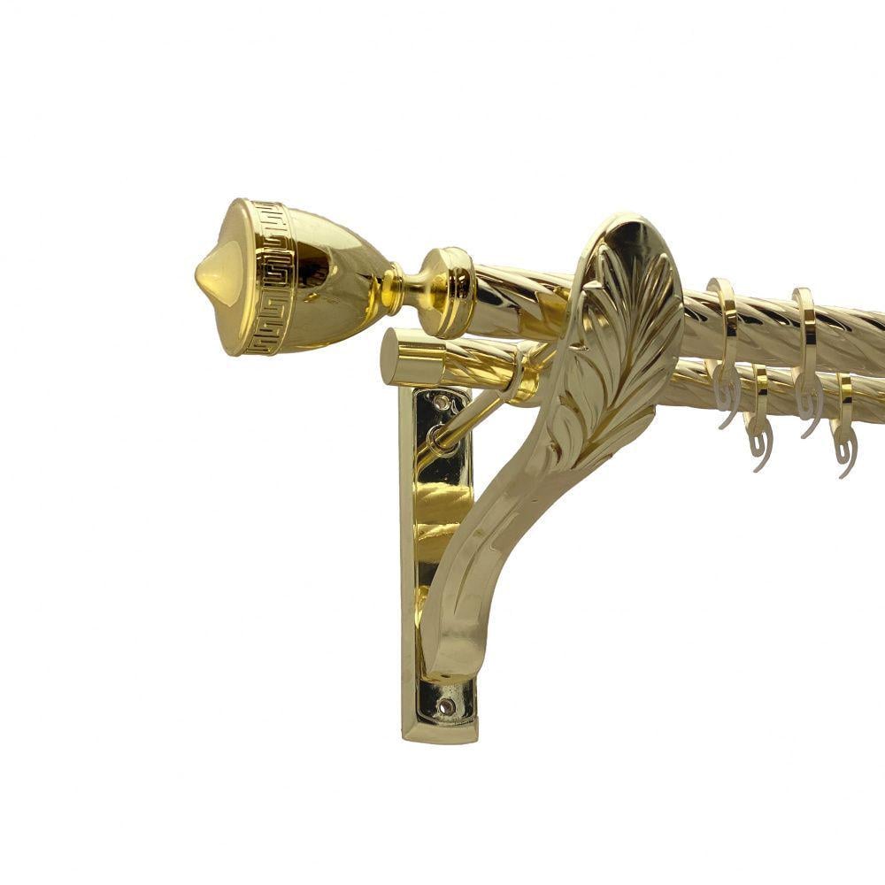 Карниз металевий Orvit Афіна дворядний ретро скручена труба/кільце фасонне металеве Золото 25/19 мм 160 см (00-00010943)