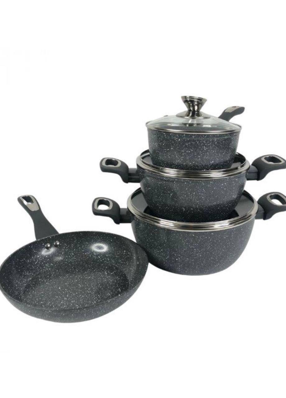Набір посуду Higher НК-314 для кухні зі сковородою граніт 7 пр. Сірий (HK-30757) - фото 2 Набір посуду Higher НК-314 для кухні зі сковородою граніт 7 пр. Сірий (HK-30757) - фото 2