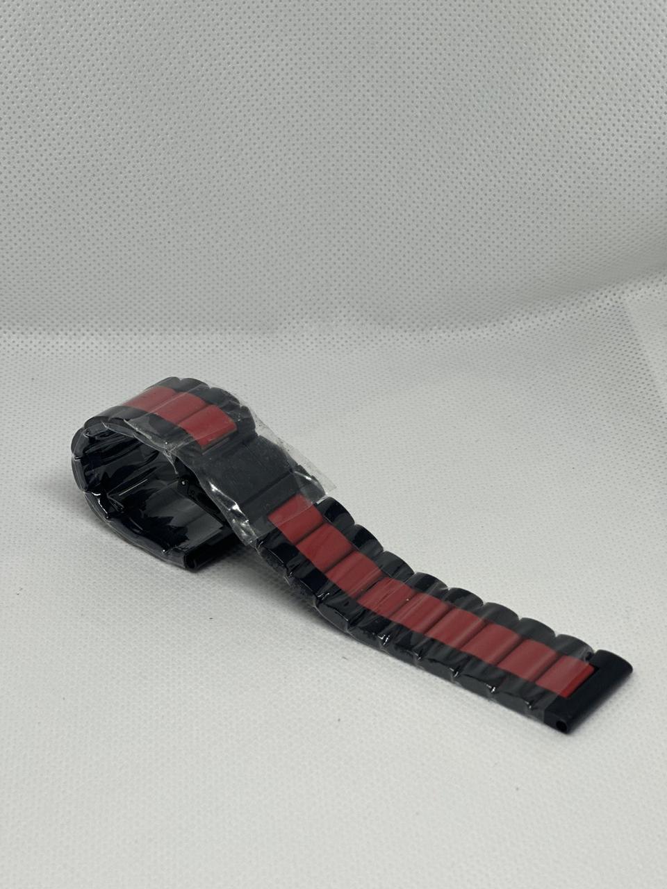 Ремінець металевий із неіржавкої сталі для годинника Steel Braslet 3 Beats 38/40 мм Чорний/Червоний (KG-8521)