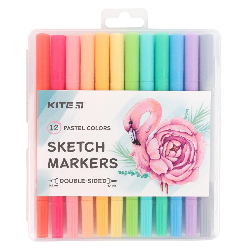 Маркеры скетч Kite Pastel 12 цветов (K22-045)