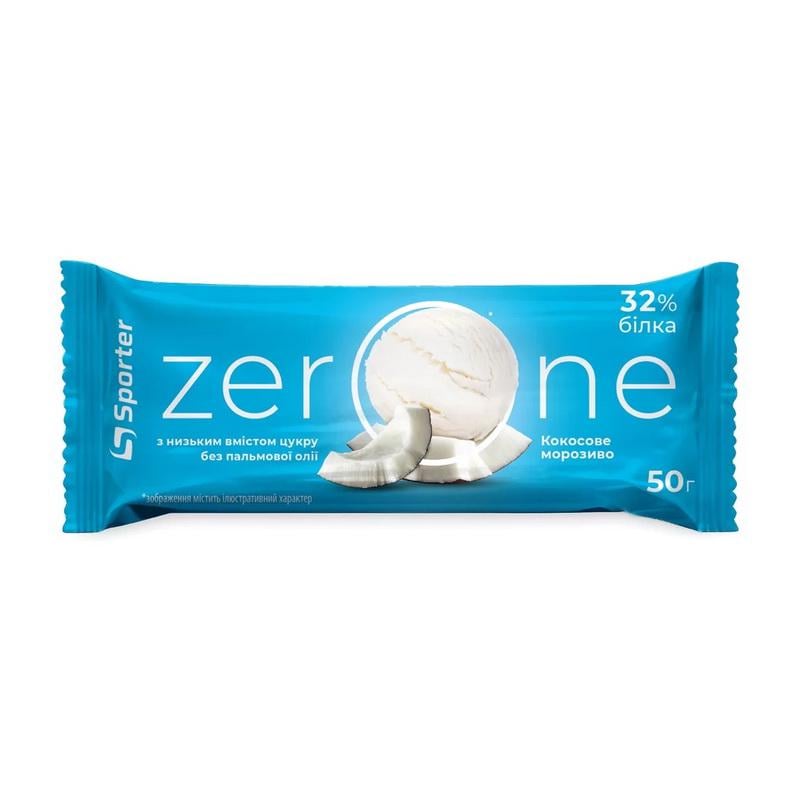 Протеиновый батончик 16 г белка без добавленного сахара Sporter ZerOne 50 г Кокосове морозиво