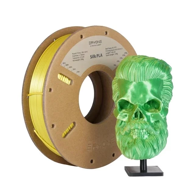 Філамент пластик для 3D друку ERYONE Silk PLA 2 Colors Yellow-Green 0,250 кг/1,75 мм 200°C-220°C