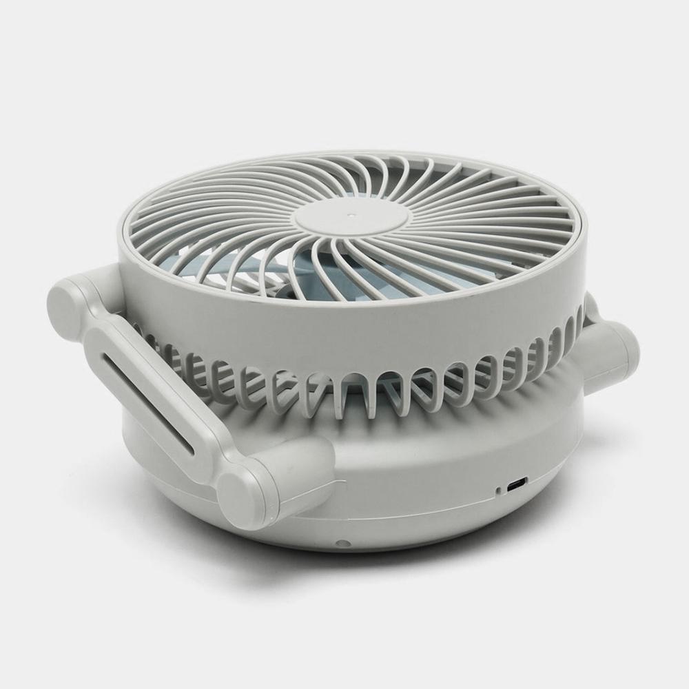 Настольный вентилятор на аккумуляторе USB Type-C 1200 мАч 3 скорости LED подсветка Серый (27418479) - фото 5