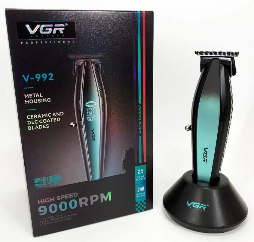 Машинка для стрижки VGR V-992 бездротова LED дисплей Зелений (2390000054)