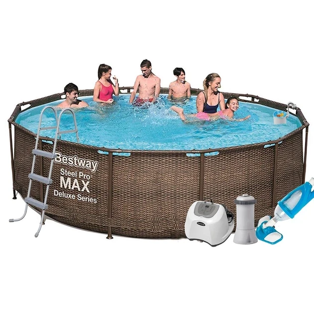 Басейн каркасний Bestway 56709 з тентом 3785 л/год 6х3,66х1 м (35575056)