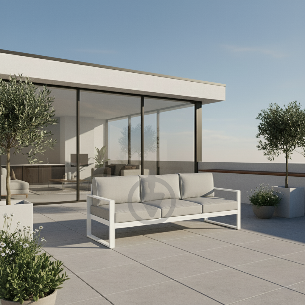 Диван металевий AVVS tech Бостон вуличний лофт з підлокітниками рогожка 250 см Білий/Білий (30067086) - фото 4