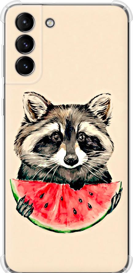Чехол на Samsung Galaxy S21 Plus Енотик с арбузом (4605sp-2115-42517)