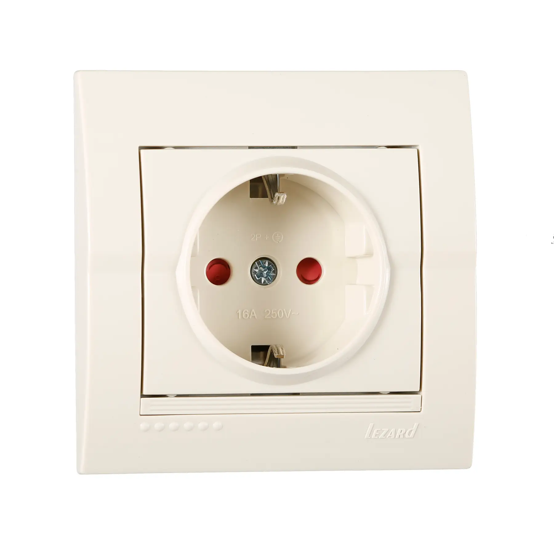 Розетка Lezard Deriy 1-я с заземлением со шторками Кремовый