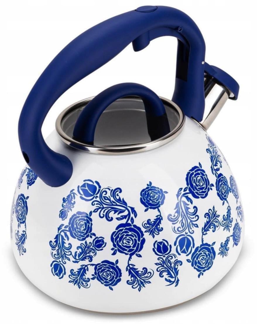 Чайник Kamille Vizo из нержавеющей стали со свистком 2,7л Белый