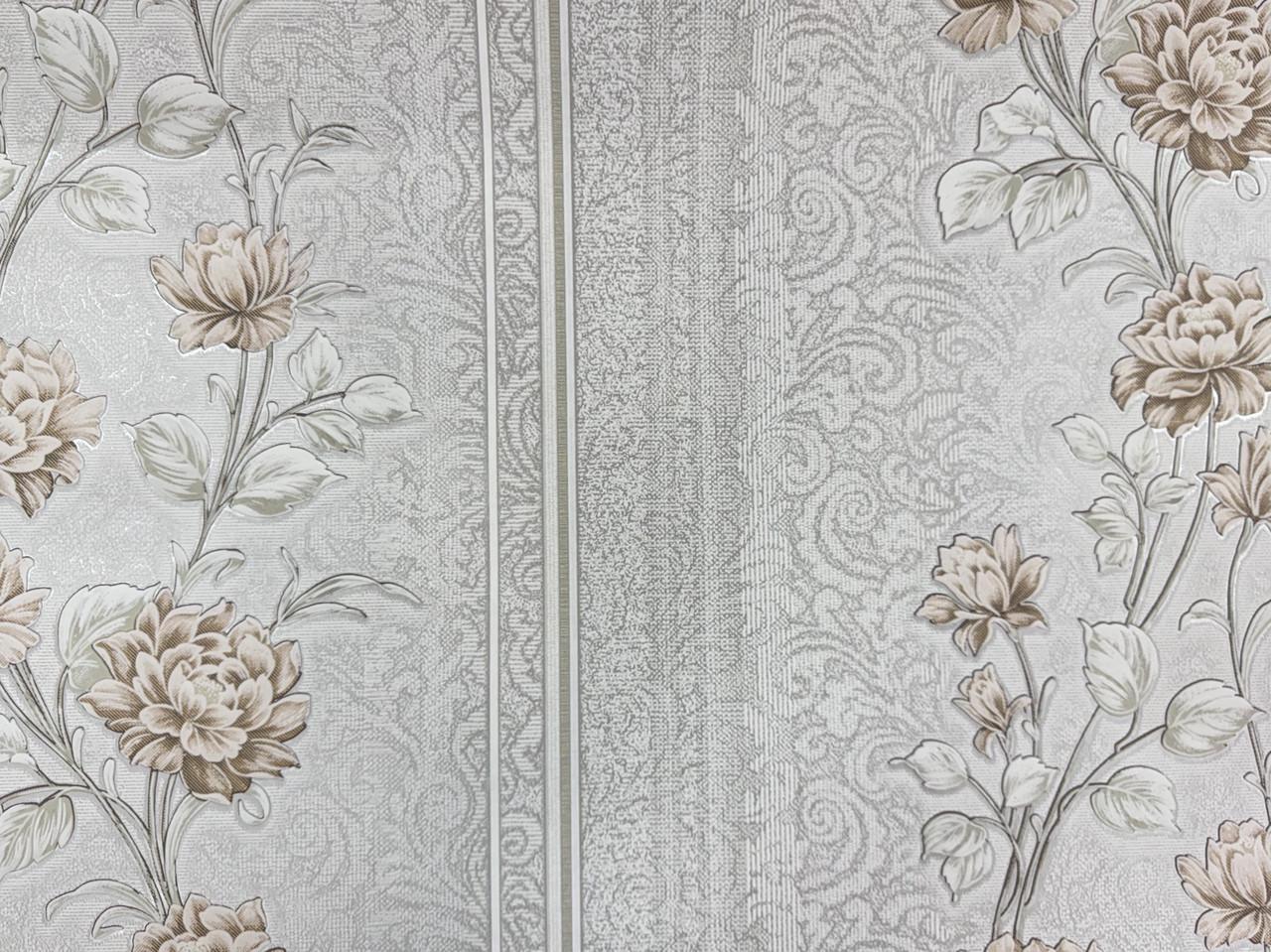 Обои виниловые на флизелиновой основе Славянские обои с цветами 10 м Серый (3686-01)