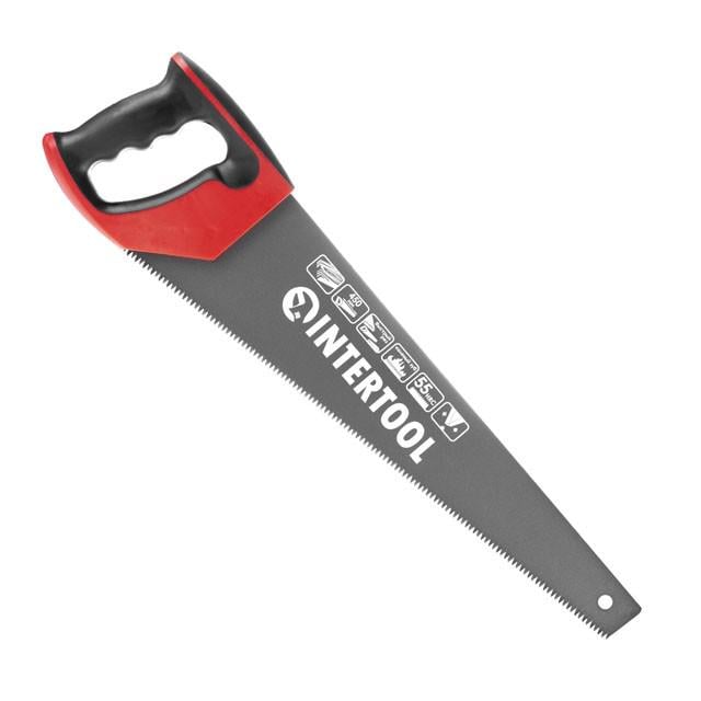 Ножівка по деревині з тефлоновим покриттям Intertool HT-3108 450 мм з гартованим зубом потрійне заточування