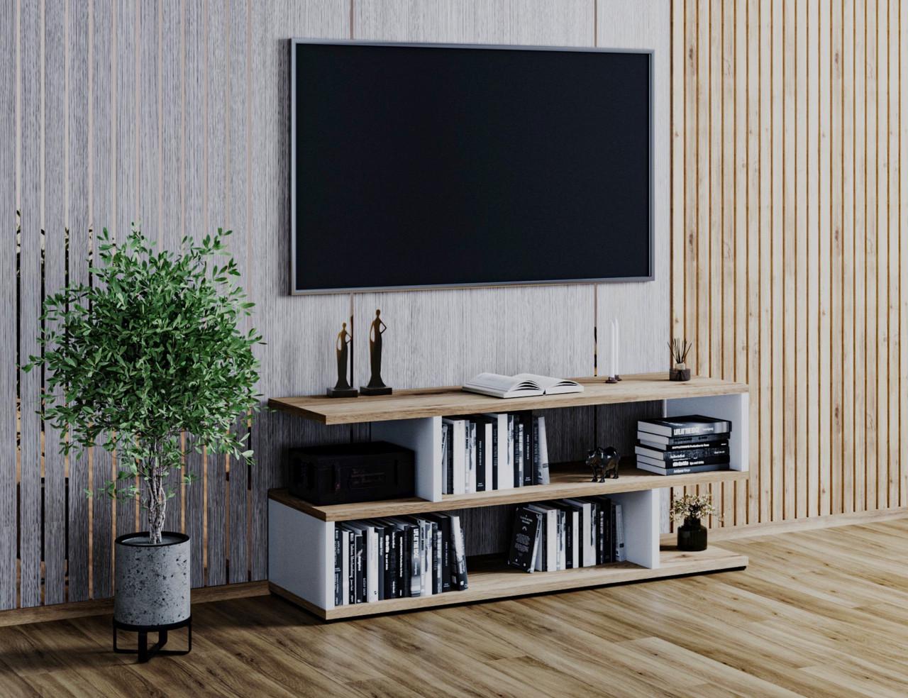 Тумба ТВ Moreli Id27-178 1400x526x398 мм Дуб сонома/Белый (id27-178-sonoma-white)