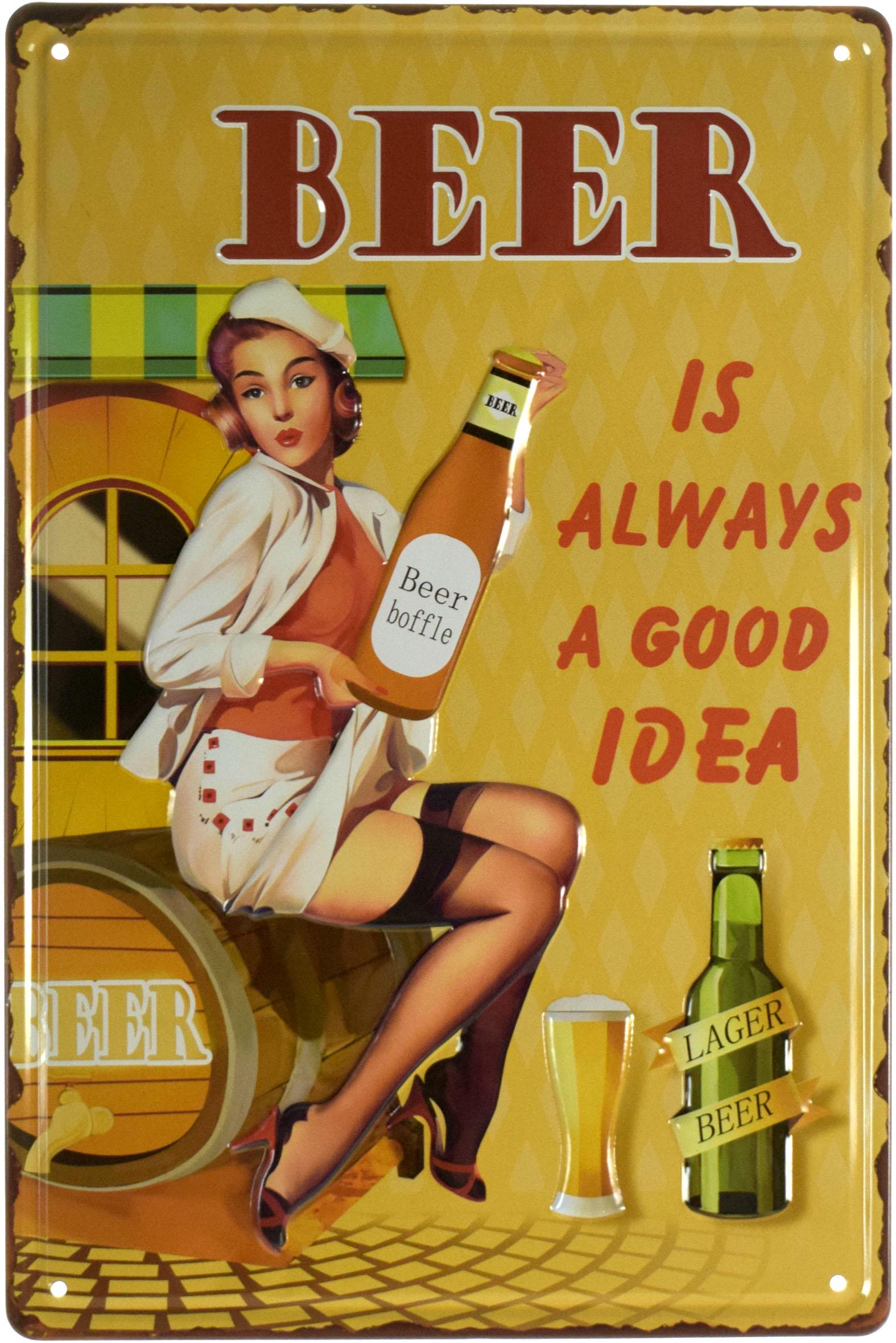 Табличка металлическая Пиво Всегда Хорошая Идея/Beer Is Always A Good Idea Pin Up 20x30 см
