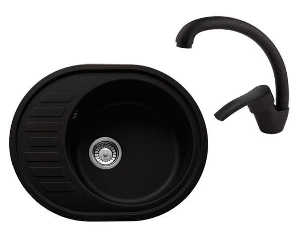 Набор мойка для кухни Smart House Mario гранитная Черный + смеситель Lever Black