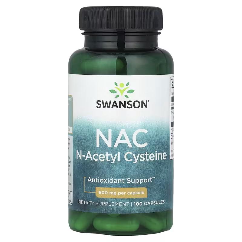 Вітаміни Swanson NAC N-Acetyl Cysteine 600 мг 100 капсул