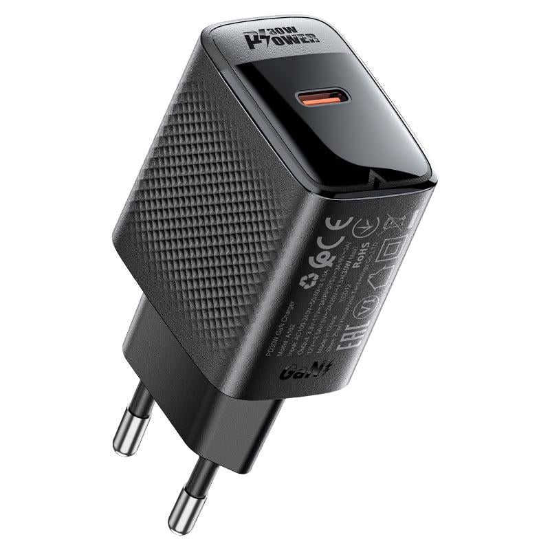 Зарядное устройство для Acefast A102 PD30W GaN single USB-C Black (20618) Зарядное устройство для Acefast A102 PD30W GaN single USB-C Black (20618)