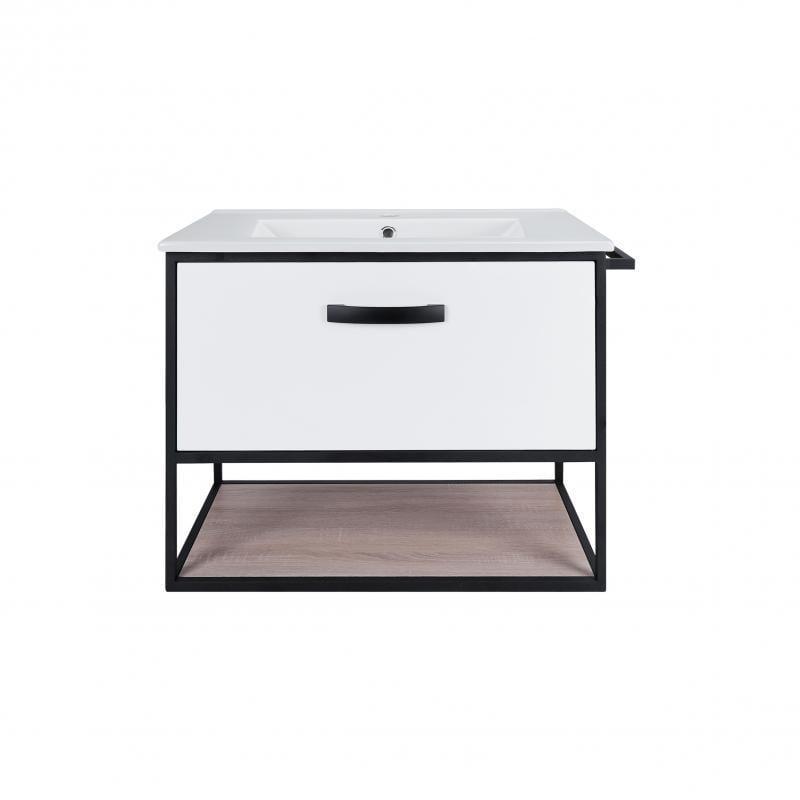 Комплект Q-tap Taurus 600х580х437 White/Whitish oak тумба подвесная + раковина врезная QT2472TPT603WWO (13825)