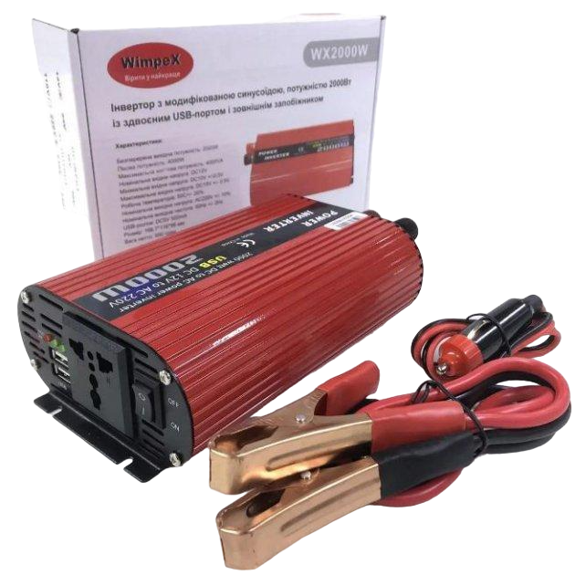 Автомобільний інвертор Wimpex Inverter 12/220V 2000W 2USB (20651988)