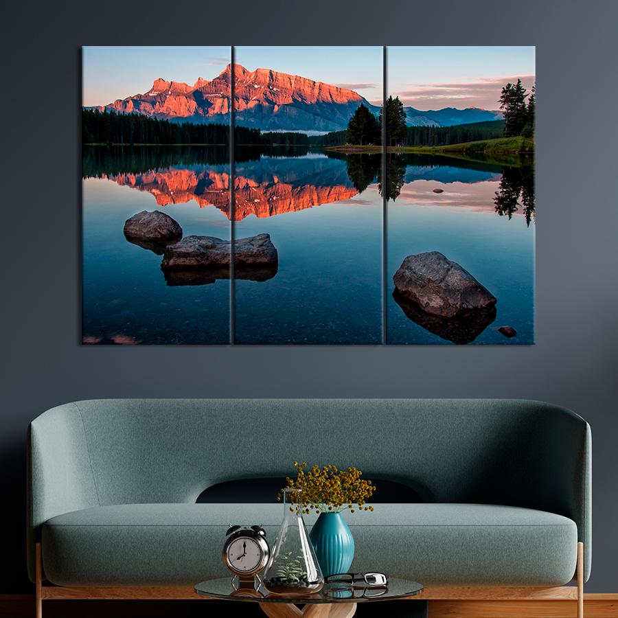 Картина природа Красивое озеро Минневанка в Канаде 156x100 см (A1105-3)