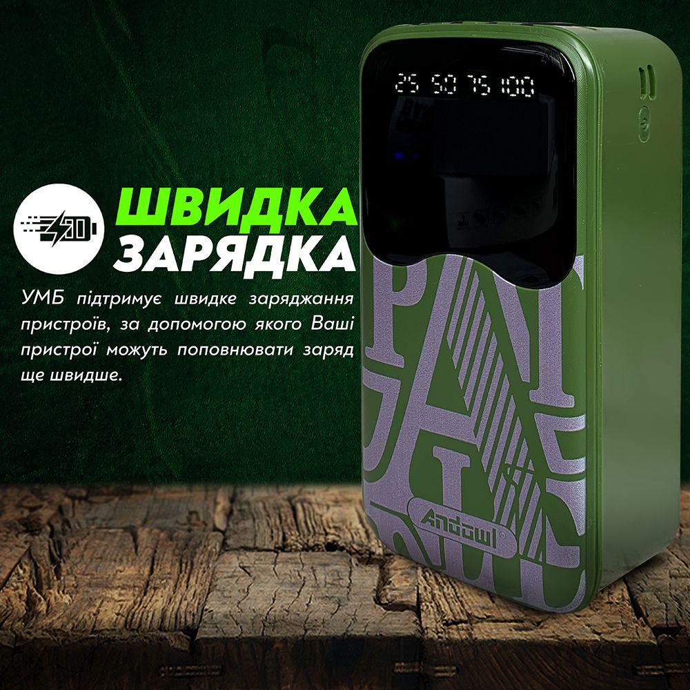 Повербанк Andowl Q-CD901X1 40000 mAh зі швидкою зарядкою та вбудованими кабелями Micro USB/Type C/Lightning Зелений (9ec163bd) - фото 3 Повербанк Andowl Q-CD901X1 40000 mAh зі швидкою зарядкою та вбудованими кабелями Micro USB/Type C/Lightning Зелений (9ec163bd) - фото 3