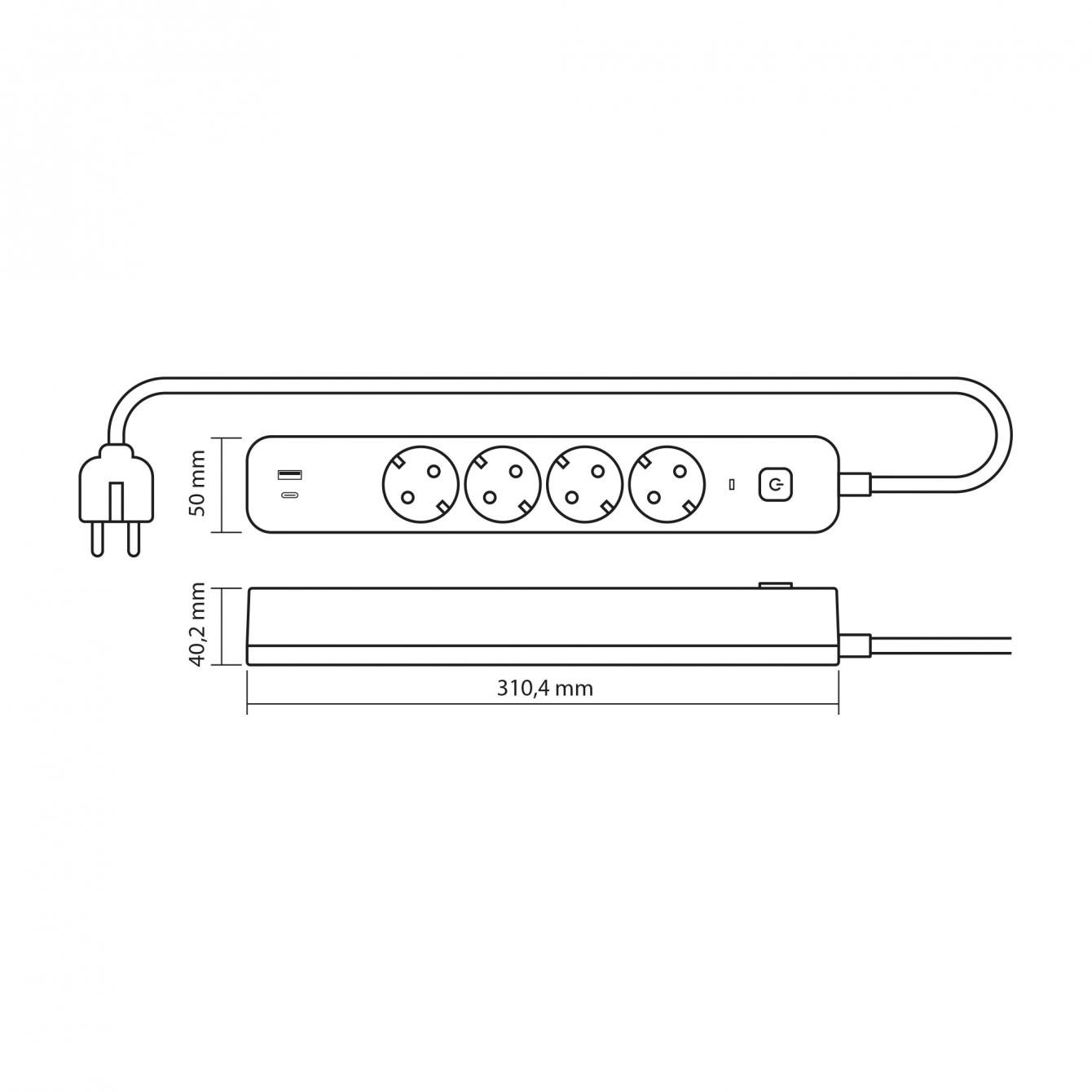 Мережевий подовжувач VIDEX ONCORD з кнопкою 3 м White (VF-PD43G1QC1PD-W) - фото 4